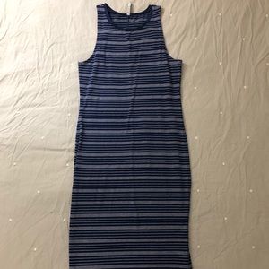 Navy blue striped maxi
